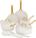 GreenPan Nonstick Reserve Pro 10 Piece Cookware Set, NSF Certified Ceramic, Hard Anodized PFAS-Free Pots & Pans Set with Lids, Stainless Steel Handles, Oven & Dishwasher Safe, Cream White