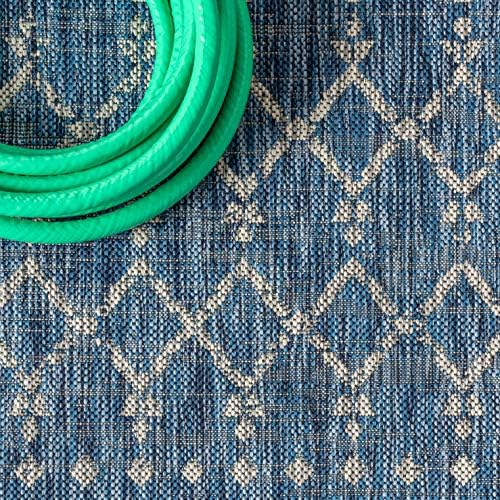 JONATHAN Y Moroccan Geometric Indoor Outdoor Square Area Rug 3X3 Navy/Light Gray, Ourika Textured Weave for Backyard, Patio, Porch, Easy-Cleaning, High Traffic, Pet-Friendly, Non-Shedding SMB108B-3SQ - Image 3