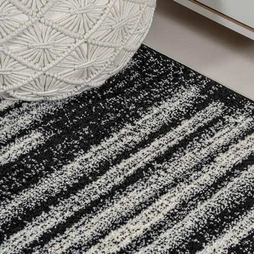 JONATHAN Y Khalil Modern Berber Stripe Black/Cream Indoor Area Rug, 8x10, Contemporary, Bohemian, Easy-Cleaning for Living Room, Bedroom, Kitchen, Pet Friendly, Non-Shedding (MOH207F-8) - Image 4