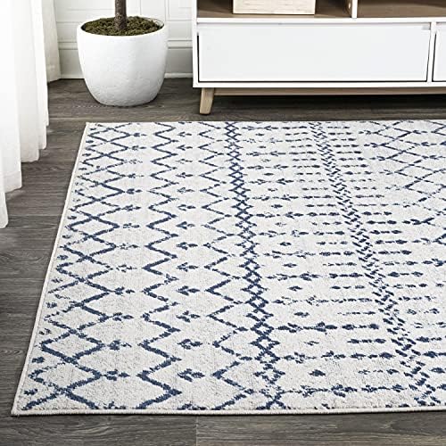 JONATHAN Y Boho Vintage Diamond Cream/Navy Indoor Area Rug 8X10 ft, Moroccan Hype for Living Room, Bedroom, Kitchen, Office, Easy-Cleaning, High Traffic, Pet-Friendly, Non-Shedding (MOH101F-8) - Image 3
