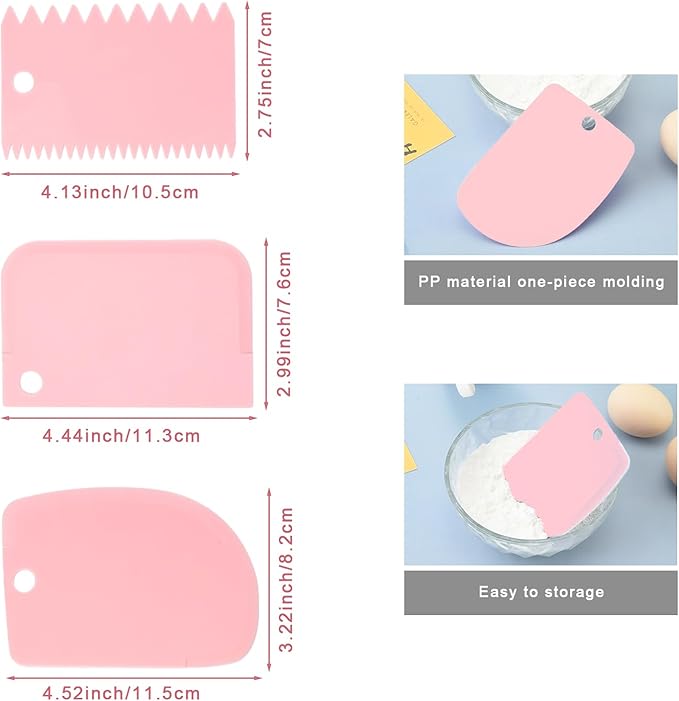 Frosting Spatula, Icing Spatula Set - 6", 8", 10" Stainless Steel Offset Cake Spatulas with Non-Slip Handle & 3 Cake Scrapers, Angled Baking & Frosting Decorating Tools