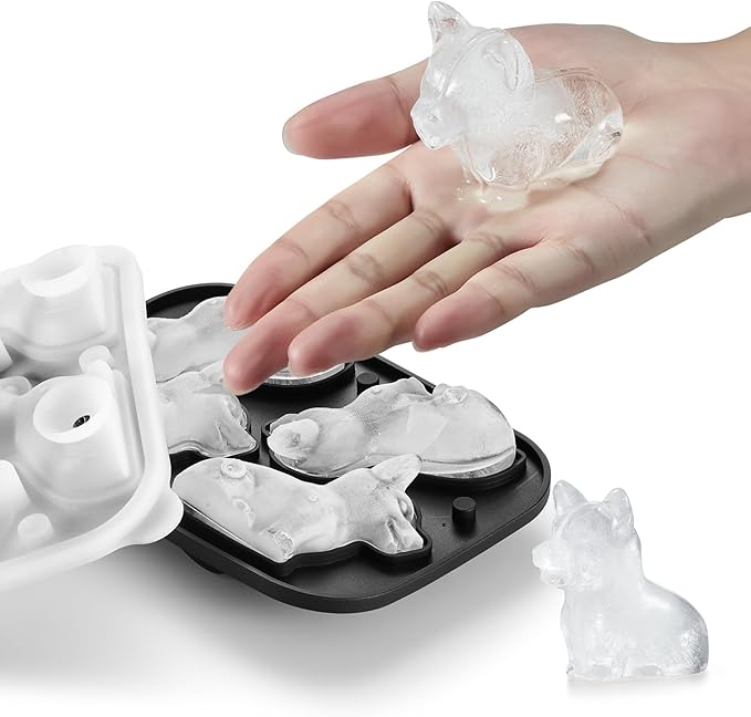 3D Corgi Dog Ice Cube Tray - Fun Shapes, Novelty Mom/Dad Gifts for Dog Lovers, Cute Corgi Ice Mold for Whiskey, Cocktail, Bourbon