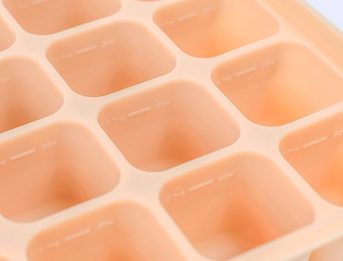 Baby Food Storage Silicone Cubes with Clip-On Lid Freezer Tray Baby Food Soups Purees Ice Safe Design Made in Korea (20cubes 0.8oz, Ocean Blue Set of 2)