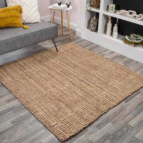 JONATHAN Y Pata Hand Woven Chunky Jute Natural 7x7 Square Indoor Area Rug, Bohemian, Rustic, Cottage, Easy-Cleaning for Living Room, Bedroom, Kitchen, Non-Shedding (NRF102A-7SQ) by JONATHANY