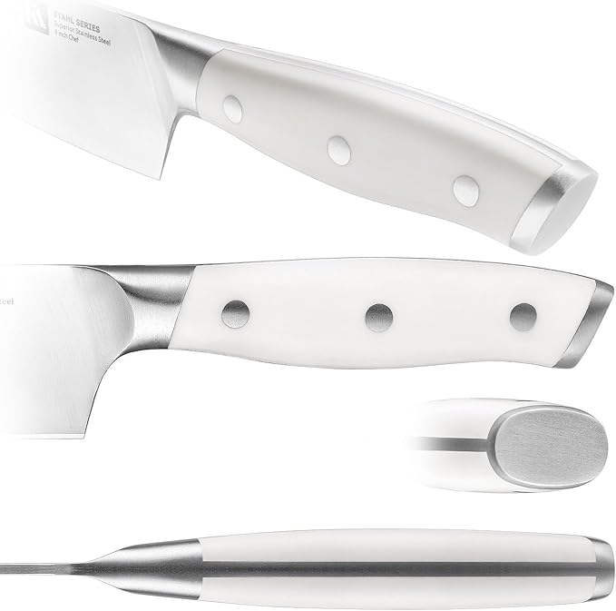 Klaus Meyer Stahl High Carbon Exclusive German Steel 8 Piece Knife Block Set (White)