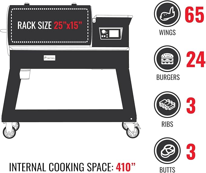 recteq Patio Legend 400 Pellet Smoker, Pellet Grill with Wifi & App Connectivity, Outdoor Smokers Grills, Wood Pellet Grills, Temp Range 180° to 700+°, Smoker Grill + Grilling Basics Bundle
