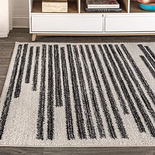 JONATHAN Y Khalil Modern Berber Stripe Cream/Black Indoor Area Rug, 10x14, Contemporary, Bohemian, Easy-Cleaning for Living Room, Bedroom, Kitchen, Pet Friendly, Non-Shedding (MOH207A-14) - Image 4