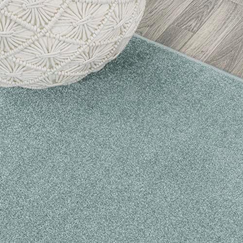 JONATHAN Y Haze Solid Low-Pile Aqua Blue 5' Round Indoor Area Rug, Coastal,Bohemian,Minimalist,Classic, Easy-Cleaning for Living Room,Bedroom,Kitchen,Pet Friendly,Non-Shedding (SEU100S-5R) - Image 5