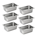 1/4 Hotel Pans 4 Inch Deep Stainless Steel Food Pan - Anti-Jam 6 Pack Steam Table Pan Set for Catering, Buffet Use, Kitchen Prep