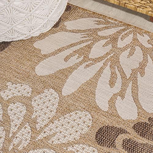 JONATHAN Y Floral Textured Weave Indoor Outdoor Round Area Rug 3 Ft Brown/Cream, Zinnia Modern for Backyard, Patio, Porch, Easy-Cleaning, High Traffic, Pet-Friendly, Non-Shedding (SMB110I-3R) - Image 6