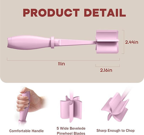2 Pcs Meat Chopper, Hamburger Grinder, Premium Heat Resistant Smasher for Ground Beef, Burger Grinder Nylon Potato Mix Tool-Pink