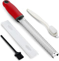 Koythin Zester, Lemon Zester & Cheese Grater with Brush, Heavy Duty Kitchen Tool for Zesting Citrus, Parmesan Cheese, Chocolate, Ginger, Fruits, Stainless Steel with Handle and Cover (Red)