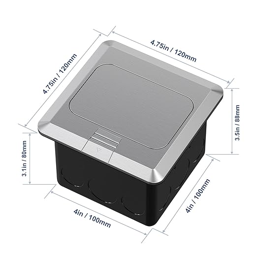 KYHSHJ USB Pop Up Floor Socket Kit with 2 * 20A Receptacle，4.8A 1 USB-A Ports &1 USB-C Port，Corrosive Resistant Hardware,Silver