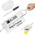 Fryer Filter Bag & Frame Set, Reusable Oil Strainer for 70 lb Cooking Oil, Fine Mesh to Capture Crumbs, Durable for Home & Commercial Use, with 1 Professional Food Thermometer