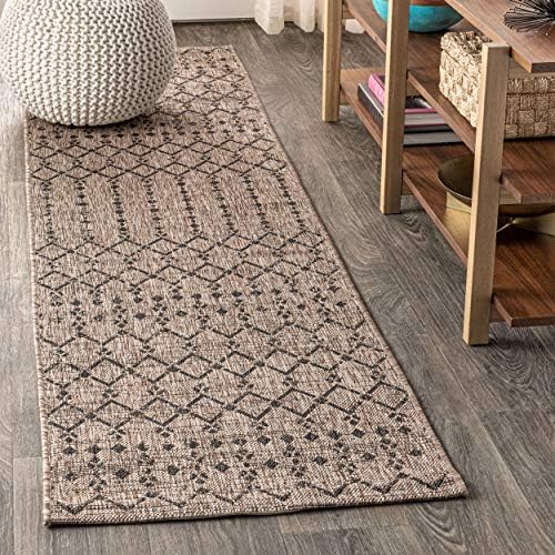 JONATHAN Y Moroccan Geometric Indoor Outdoor Runner Rug 2X20 Natural/Black, Ourika Textured Weave for Backyard, Patio, Porch, Easy-Cleaning, High Traffic, Pet-Friendly, Non-Shedding (SMB108D-220) by JONATHANY