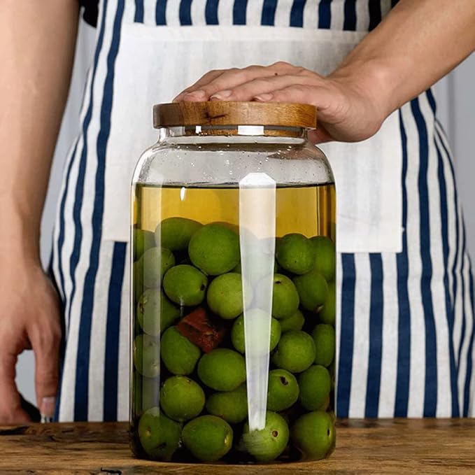 Large Glass Jars with Airtight Wooden Lid, Food Storage Glass Canister, Clear Cereal Storage Container for Flour, Sugar, Coffee Beans, Snack (94 FL OZ (2800ml))