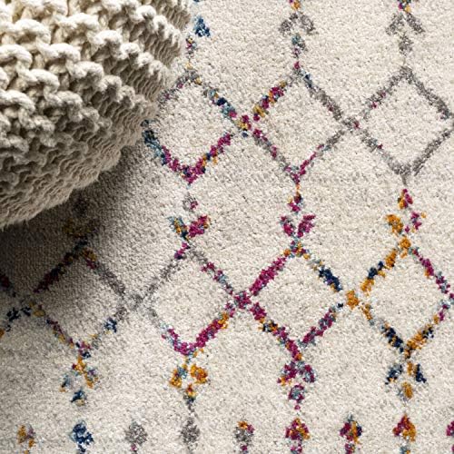 JONATHAN Y Boho Vintage Diamond Ivory/Multi Runner Rug 2X8 ft, Moroccan Hype for Living Room, Bedroom, Kitchen, Office, Easy-Cleaning, High Traffic, Pet-Friendly, Non-Shedding (MOH101E-28) - Image 3