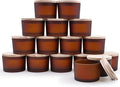 SHOWIN Thick Candle Jars for Making Candles 16 Pcs, 4 OZ Empty Jars with Wood Lids for Candle Making, Sample Container - Dishwasher Safe, Frosted Brown