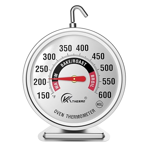 KT THERMO Oven Thermometer150-600°F, Oven Grill Fry Chef Smoker Analog Thermometer Instant Read Stainless Steel Kitchen Cooking Thermometer