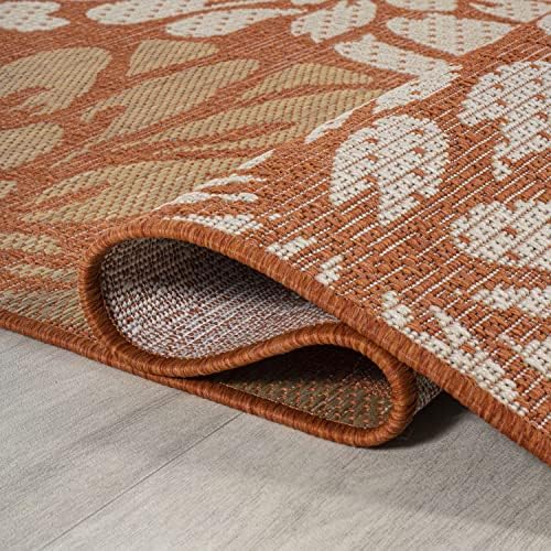 JONATHAN Y Floral Textured Weave Indoor Outdoor Area Rug 3X5 Orange/Cream, Zinnia Modern for Backyard, Patio, Porch, Easy-Cleaning, High Traffic, Pet-Friendly, Non-Shedding (SMB110E-3) - Image 5