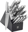 HENCKELS Modernist 20-Piece Self-Sharpening Knife Set with Block, Chef's, Paring, Utility, Bread, Steak Knives, Black, Stainless Steel