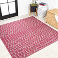 JONATHAN Y Moroccan Geometric Indoor Outdoor Square Area Rug 5X5 Fuchsia/Light Gray, Ourika Textured Weave for Backyard, Patio, Porch, Easy-Cleaning, Pet-Friendly, Non-Shedding (SMB108Q-5SQ) by JONATHANY