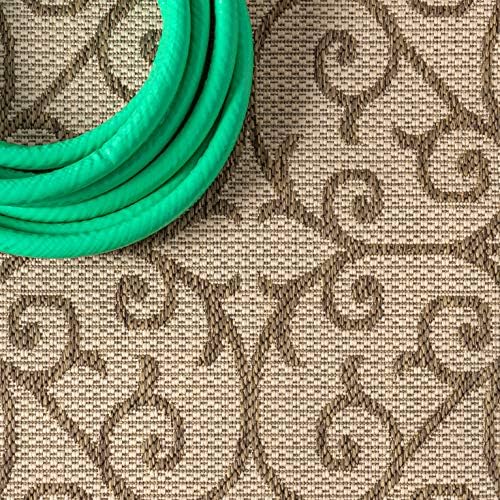JONATHAN Y Vintage Filigree Indoor Outdoor Round Area Rug 5 Ft Beige/Brown, Madrid Textured Weave for Backyard, Patio, Porch, Easy-Cleaning, High Traffic, Pet-Friendly, Non-Shedding (SMB107B-5R) - Image 4