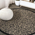 JONATHAN Y Vintage Filigree Indoor Outdoor Round Area Rug 3 Ft Black/Khaki, Madrid Textured Weave for Backyard, Patio, Porch, Easy-Cleaning, High Traffic, Pet-Friendly, Non-Shedding (SMB107A-3R) by JONATHANY