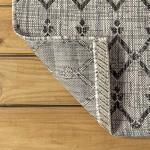 JONATHAN Y Moroccan Geometric Indoor Outdoor Square Area Rug 5X5 Light Gray/Black, Ourika Textured Weave for Backyard, Patio, Porch, Easy-Cleaning, High Traffic Pet-Friendly, Non-Shedding SMB108E-5SQ - Image 6
