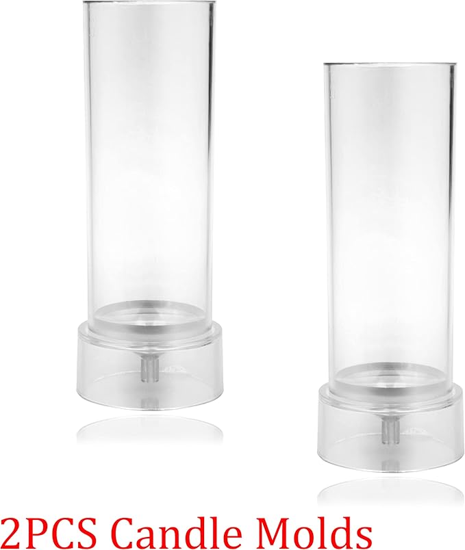 MILIVIXAY 2PCS Pillar Candle Mold -Height: 5.0inch,Diameter:2.0inch-30ft Long Wicks, 2pcs Wick Holders, a Mold Sealer and a Lead Wire Included as a Gift