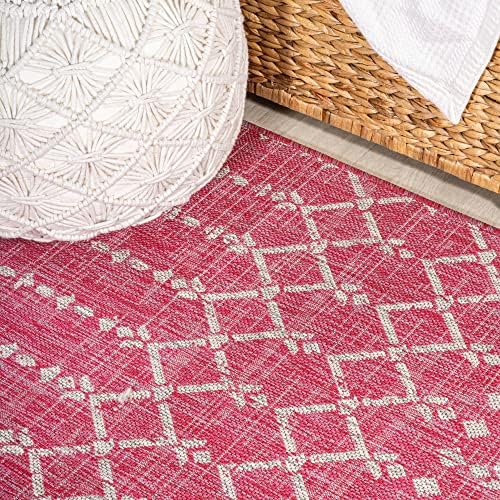 JONATHAN Y Moroccan Geometric Indoor Outdoor Runner Rug 2X10 Fuchsia/Light Gray, Ourika Textured Weave for Backyard, Patio, Porch, Easy-Cleaning, Pet-Friendly, Non-Shedding (SMB108Q-210) - Image 5