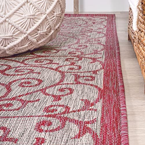 JONATHAN Y Vintage Filigree Indoor Outdoor Square Area Rug 5X5 Light Gray/Fuchsia, Madrid Textured Weave for Backyard, Patio, Porch, Easy-Cleaning, High Traffic, Pet-Friendly Non-Shedding SMB107I-5SQ - Image 6