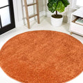 JONATHAN Y Haze Solid Low-Pile Orange 6' Round Indoor Area Rug, Coastal,Bohemian,Minimalist,Classic, Easy-Cleaning for Living Room,Bedroom,Kitchen,Pet Friendly,Non-Shedding (SEU100M-6R) by JONATHANY