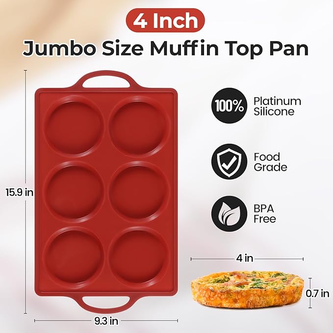 CAKETIME Muffin Top Pan Non Stick, 4 Inch Metal Frame Round Egg Baking Pan for Oven English Muffins, Whoopie Pies, Corn Bread, Egg Bites, Breakfast Sandwiches Tarts 3 Pack Brown