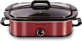 4-Quart Slow Cooker with Casserole Manual Warm Setting - Perfect Kitchen Small Appliance for Family Dinners, Dishwasher Safe Crock, Red
