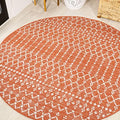 JONATHAN Y Moroccan Geometric Indoor Outdoor Round Area Rug 5 Ft Orange/Cream, Ourika Textured Weave for Backyard, Patio, Porch, Easy-Cleaning, High Traffic, Pet-Friendly, Non-Shedding (SMB108P-5R) by JONATHANY