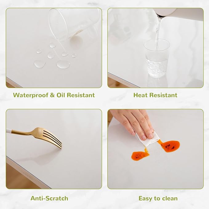 60x96 Inch Clear Table Cover - 1.5mm Thick Plastic, Waterproof Table Protector for Dining Room, Kitchen & Office