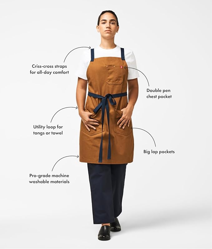 hedley & bennett Crossback Apron - Crossback Chef Apron with Pockets - 100% Cotton Denim, 8oz - Jack Navy