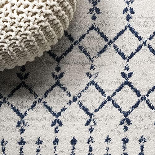 JONATHAN Y Boho Vintage Diamond Cream/Navy Indoor Area Rug 9X12 ft, Moroccan Hype for Living Room, Bedroom, Kitchen, Office, Easy-Cleaning, High Traffic, Pet-Friendly, Non-Shedding (MOH101F-9) - Image 4