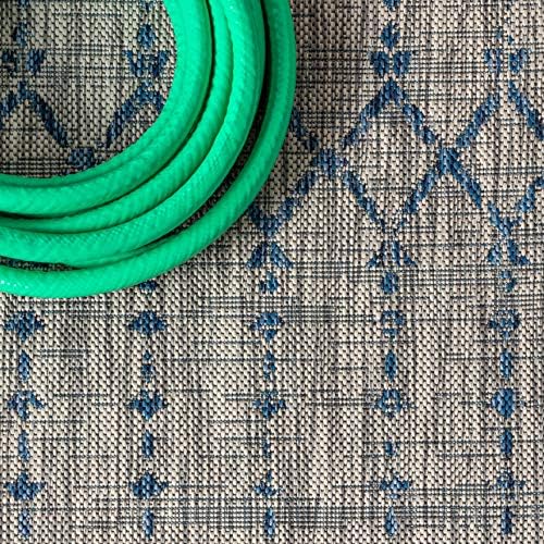 JONATHAN Y Moroccan Geometric Indoor Outdoor Round Area Rug 8 Ft Light Gray/Navy, Ourika Textured Weave for Backyard, Patio, Porch, Easy-Cleaning, High Traffic, Pet-Friendly, Non-Shedding SMB108A-8R - Image 3