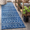 JONATHAN Y Boho Vintage Diamond Blue/White Runner Rug 2X10 ft, Moroccan Hype for Living Room, Bedroom, Kitchen, Office, Easy-Cleaning, High Traffic, Pet-Friendly, Non-Shedding (MOH101A-210) by JONATHANY