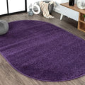 JONATHAN Y Haze Solid Low-Pile Purple 5x8 Oval Indoor Area Rug, Coastal,Bohemian,Minimalist,Classic, Easy-Cleaning for Living Room,Bedroom,Kitchen,Pet Friendly,Non-Shedding (SEU100N-5OV) by JONATHANY