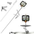 Digital Candy Thermometer with Adjustable Display, 304 Stainless Steel Probe, -58°F~572°F, White Body, Includes 2 Pot Clips & Heat-Insulating Pad for Sugar Syrup, Jam, Chocolate, Frying Oil