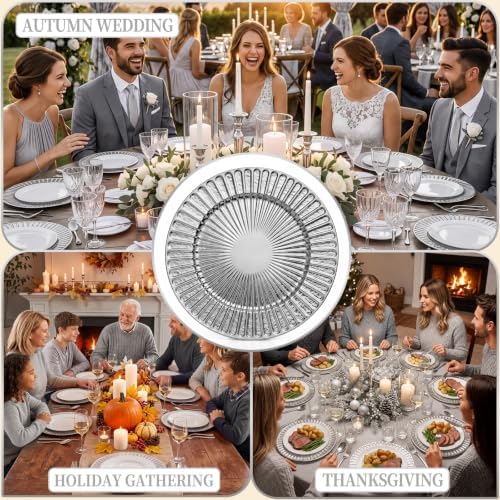 Havawish 8 Pcs 13 Inch Silver Charger Plates with Shell Edge - Image 5