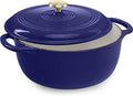 Best Choice Products 6 Quart Enamel Cast-Iron Round Dutch Oven, Family Style Heavy-Duty Pre-Seasoned Cookware for Home, Kitchen, Dining Room, Oven Safe w/Lid, Dual Handles - Sapphire Blue