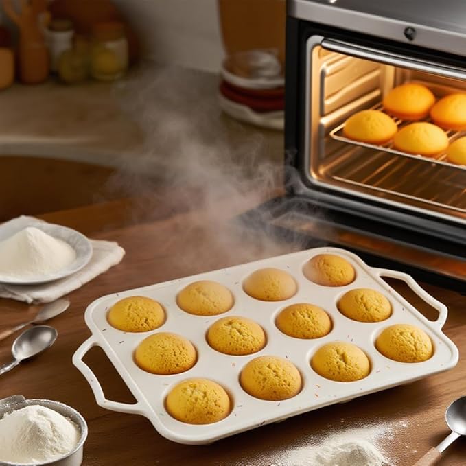 2 Pack Silicone Muffin Pan with Metal Reinforced Frame, 12 Cups Regular Size Silicone Cupcake Pan, Nonstick silicone Cupcake Molds for baking Homemade Muffins, Cupcakes, Egg Bites