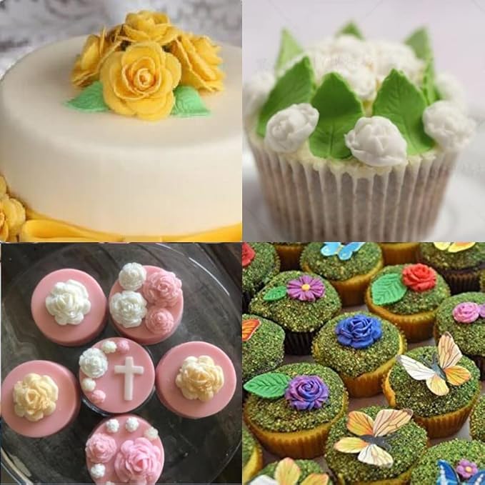 Roses Mold Flower Silicone Cake Molds Chocolate Sugarcraft Decorating Fondant Fimo Tools 4 Size Pink 2 Piece