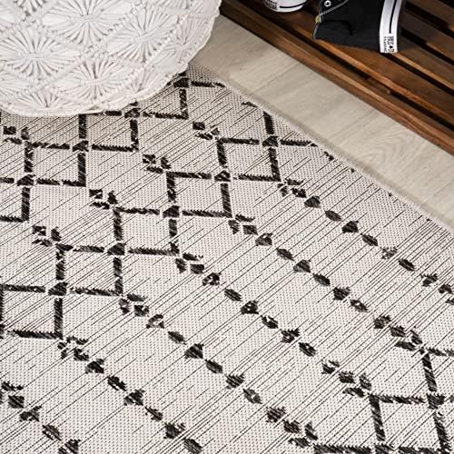 JONATHAN Y Moroccan Geometric Indoor Outdoor Square Area Rug 6X6 Cream/Black, Ourika Textured Weave for Backyard, Patio, Porch, Easy-Cleaning, High Traffic, Pet-Friendly, Non-Shedding (SMB108I-6SQ) - Image 6