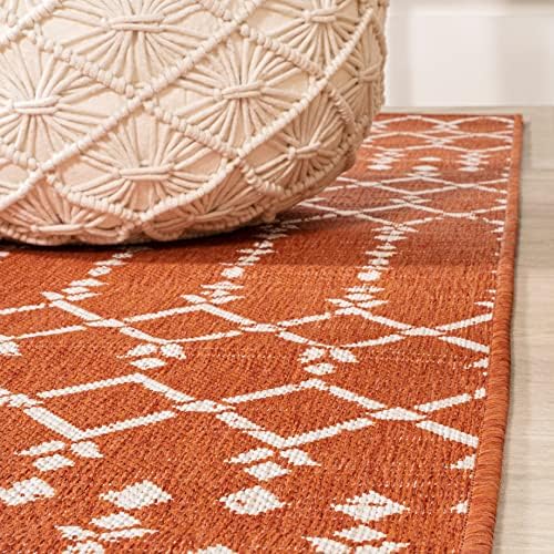 JONATHAN Y Moroccan Geometric Indoor Outdoor Runner Rug 2X10 Orange/Cream, Ourika Textured Weave for Backyard, Patio, Porch, Easy-Cleaning, High Traffic, Pet-Friendly, Non-Shedding (SMB108P-210) - Image 6