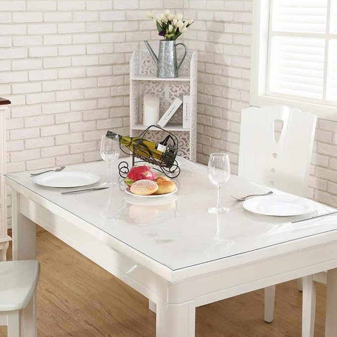 NECAUX Custom 24 x 95 Inch Clear Table Cover Protector, 1.5mm Thick Wood Grain Transparent Table Pad Non-Slip Protective Tablecloth Protector for Dining Room Table, Meeting Table, Conference Table